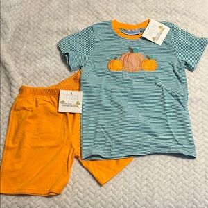 Trotter Street Kids Striped Pumpkin Outfit